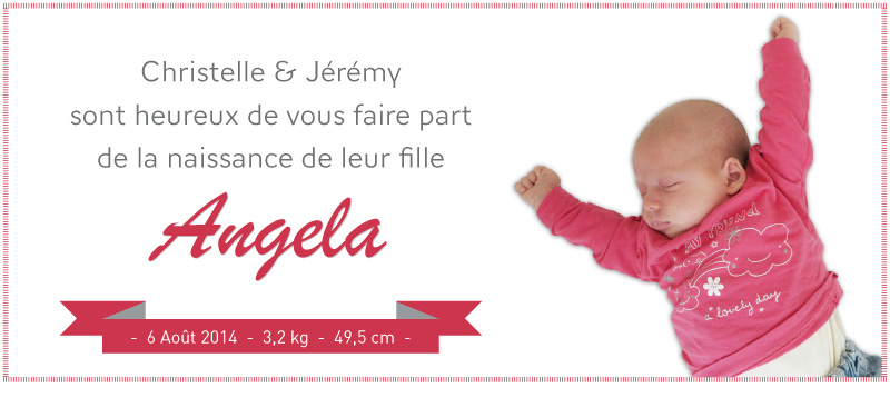 Angela née le 6 août 2014